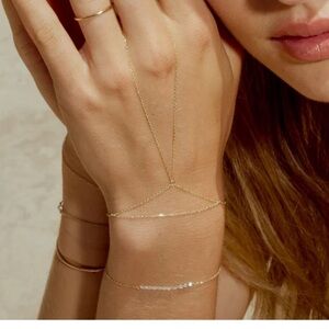 14K Solid Gold Hand Chain Bracelet